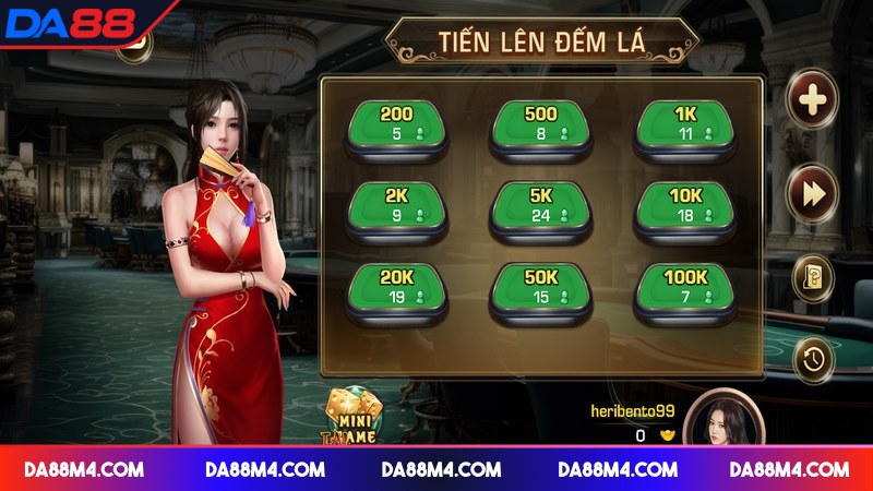 Thoải mái chọn mức cược khi chơi Tiến Lên Đếm Lá