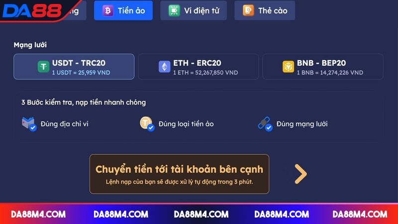 Hướng Dẫn Nạp Tiền DA88 Chi Tiết Giúp Giao Dịch Hiệu Quả Tuyệt đối không chia sẻ thông tin nạp tiền DA88